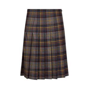 Etro Women Grey Stretch Wool Plaid Pleated Short Skirt